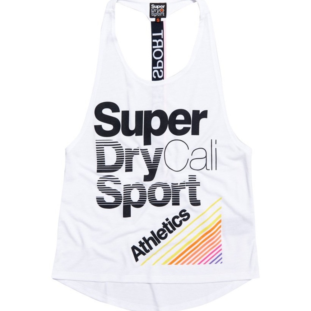 Superdry Sport White Tank with Vibrant Stripes